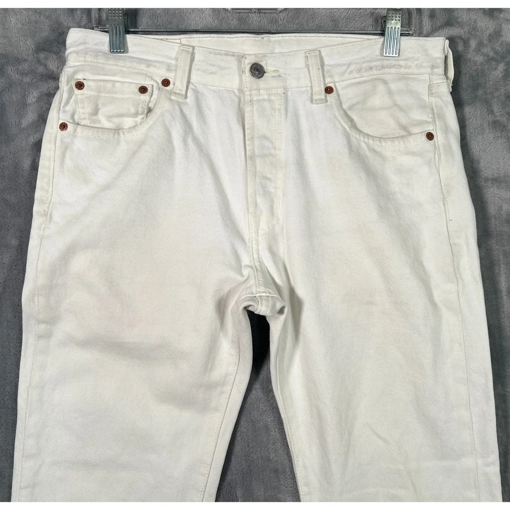 Levis 501 White Jeans Mens 30x32 Straight Original Fit Denim Button Fly